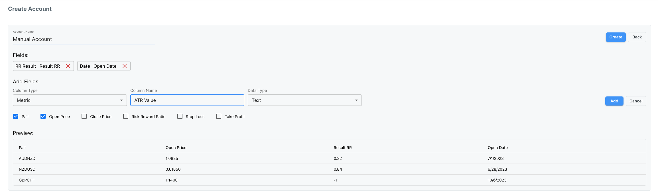 Manual Account Creation